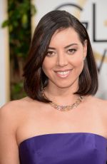 AUBREY PLAZA at 71st Annual Golden Globe Awards