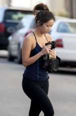 BRENDA SONG in Tights Leaves a Gym in Studio City