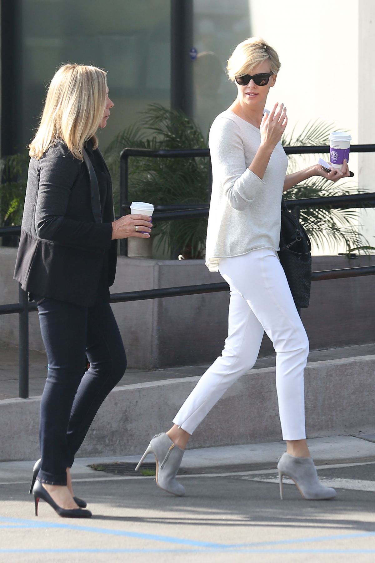 CHARLIZE THERON with Her Mom Out for Some Coffee in Los Angeles ...