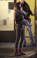 DAKOTA JOHNSON on the Set of Fifty Shades of Grey in Vancouver