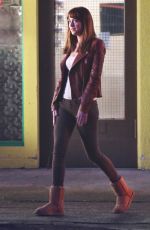 DAKOTA JOHNSON on the Set of Fifty Shades of Grey in Vancouver
