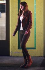 DAKOTA JOHNSON on the Set of Fifty Shades of Grey in Vancouver