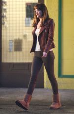 DAKOTA JOHNSON on the Set of Fifty Shades of Grey in Vancouver