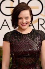 ELISABETH MOSS at 71st Annual Golden Globe Awards