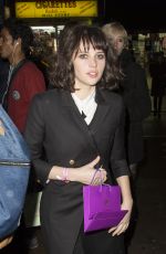 FELICITY JONES Arrives at The Girls Premiere After Party at Cafe de Paris in London