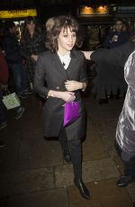 FELICITY JONES Arrives at The Girls Premiere After Party at Cafe de Paris in London