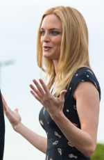 HEATHER GRAHAM on the Set of Extra at the Grove in Los Angeles