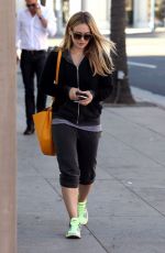 HILARY DUFF in Leggings Out in Hollywood