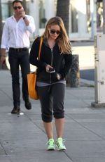 HILARY DUFF in Leggings Out in Hollywood