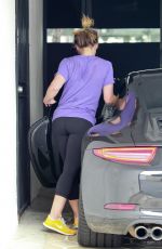 HILARY DUFF in tights Leaves a Gym