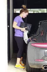 HILARY DUFF in tights Leaves a Gym