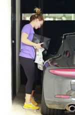 HILARY DUFF in tights Leaves a Gym