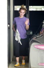 HILARY DUFF in tights Leaves a Gym
