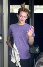 HILARY DUFF in tights Leaves a Gym