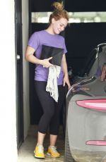 HILARY DUFF in tights Leaves a Gym