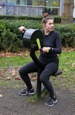 IMOGEN THOMAS in Tights Working Out in a Park