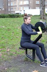 IMOGEN THOMAS in Tights Working Out in a Park