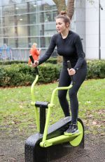 IMOGEN THOMAS in Tights Working Out in a Park