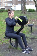 IMOGEN THOMAS in Tights Working Out in a Park