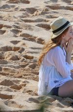 ISLA FISHER in Short Shorts at a Beach in Hawaii