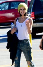 JAIME ALEXANDER in Tank Top and Ripped Jeans Going for Morning Coffee