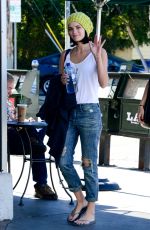 JAIME ALEXANDER in Tank Top and Ripped Jeans Going for Morning Coffee