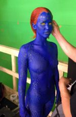 JENNIFER LAWRENCE Wearing Mystique Outfit From X Men
