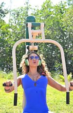 JENNIFER NICOLE LEE Working Out at South Beach Outdoor Gym