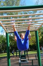 JENNIFER NICOLE LEE Working Out at South Beach Outdoor Gym