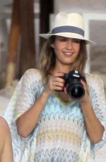 JESSICA ALBA in Bikini at a Beach in St. Barts