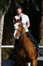 KALEY CUOCO Riding a Horse in Moorpark