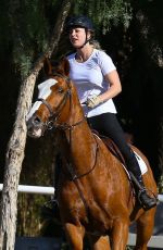 KALEY CUOCO Riding a Horse in Moorpark