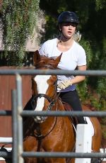 KALEY CUOCO Riding a Horse in Moorpark