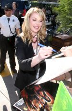 KATHERINE HEIGL on the Set of Extra  in Los Angeles