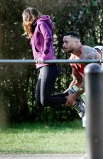 KELLY BROOK in Leggings Working Out with David McIntosh in London