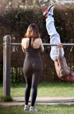 KELLY BROOK in Leggings Working Out with David McIntosh in London