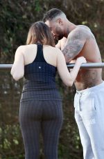 KELLY BROOK in Leggings Working Out with David McIntosh in London