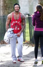 KELLY BROOK in Leggings Working Out with David McIntosh in London