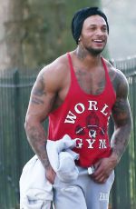 KELLY BROOK in Leggings Working Out with David McIntosh in London