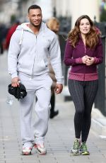 KELLY BROOK in Leggings Working Out with David McIntosh in London