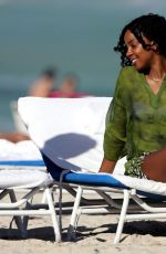 KELLY ROWLAND in Bikini on the Beach in Miami