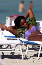 KELLY ROWLAND in Bikini on the Beach in Miami