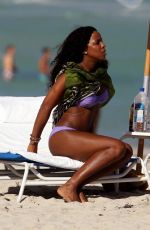 KELLY ROWLAND in Bikini on the Beach in Miami