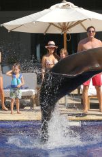 KOURTENY KARDASHIAN in Bikini in the Pool with the Seal