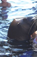 KOURTENY KARDASHIAN in Bikini in the Pool with the Seal