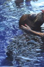 KOURTENY KARDASHIAN in Bikini in the Pool with the Seal