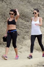 LEA MICHELE in Leggings and Sports Bra Hiking in Los Angeles