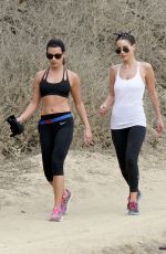 LEA MICHELE in Leggings and Sports Bra Hiking in Los Angeles