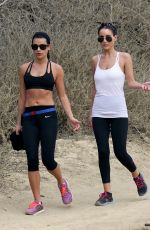 LEA MICHELE in Leggings and Sports Bra Hiking in Los Angeles