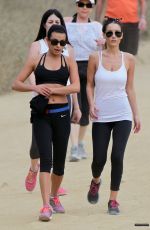 LEA MICHELE in Leggings and Sports Bra Hiking in Los Angeles